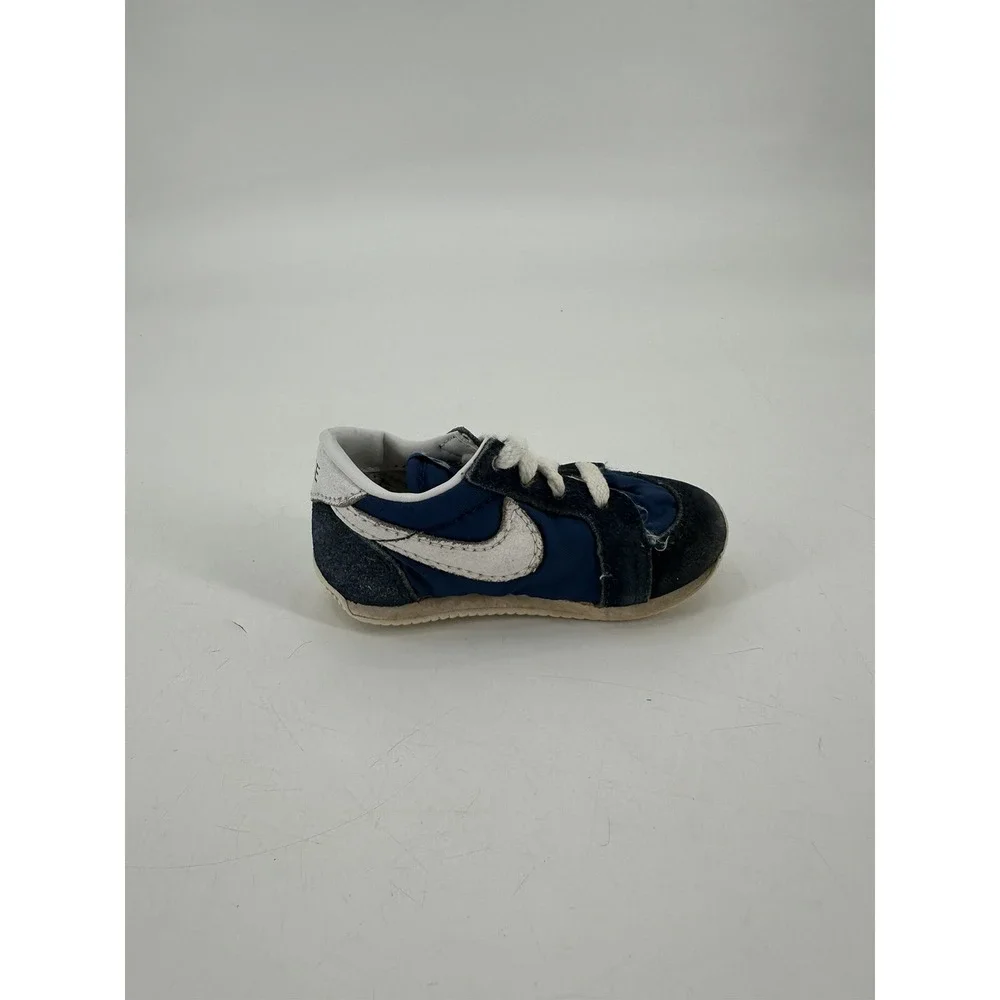 RARE Vintage 80s NIKE Baby Toddler Shoes Blue Suede Sneakers #830305 Size‎ 3.5